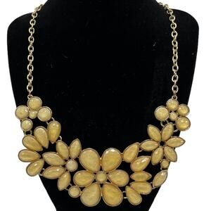 Yellow Floral Bead Necklace with Golden 20 Inch Chain